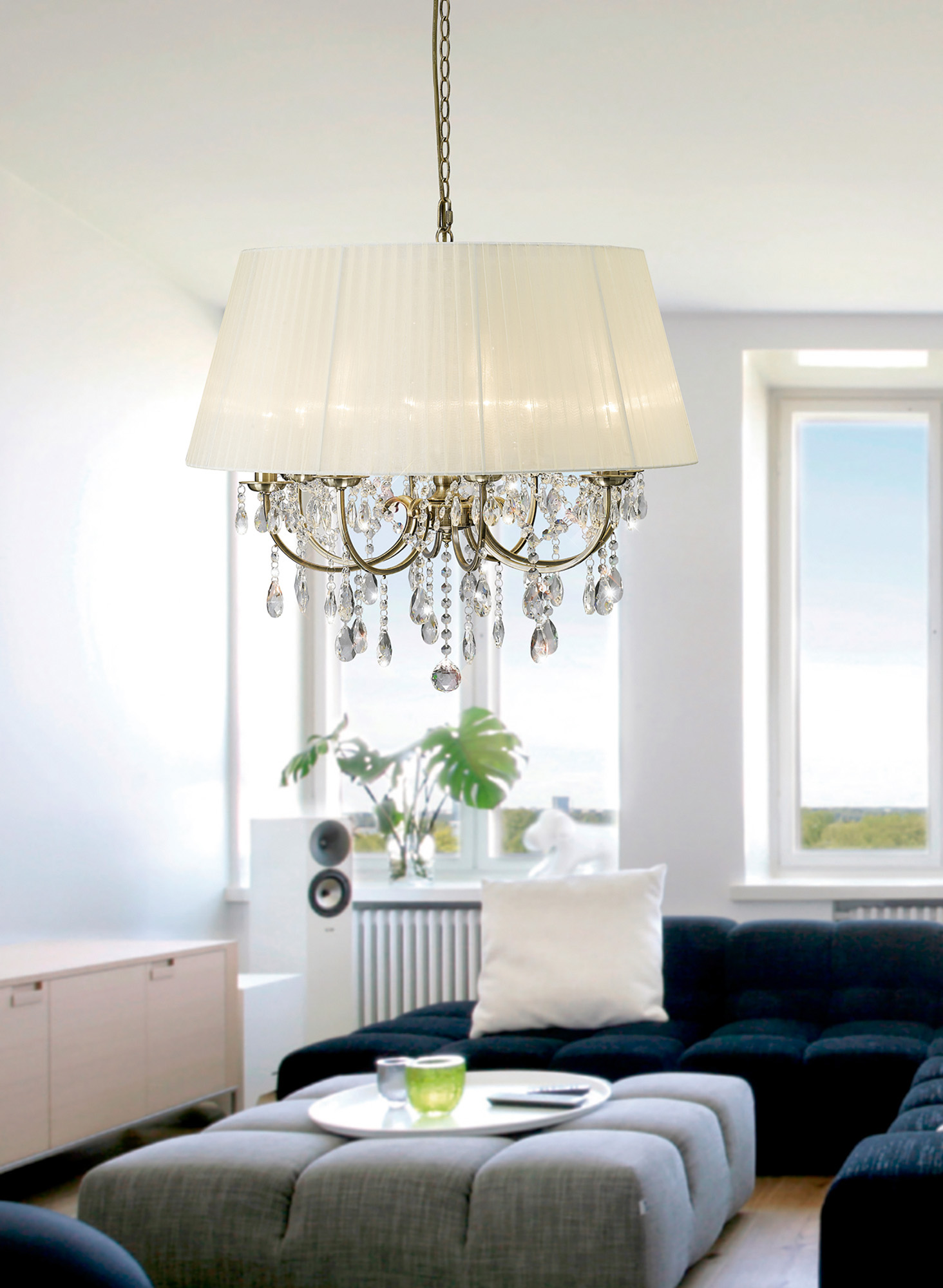 Olivia Antique Brass-Ivory Cream Crystal Ceiling Lights Diyas Shaded Crystal Fittings Olivia Antique Brass-Ivory Cream Crystal Ceiling Lights Diyas Shaded Crystal Fittings
